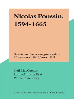 cover image of Nicolas Poussin, 1594-1665
